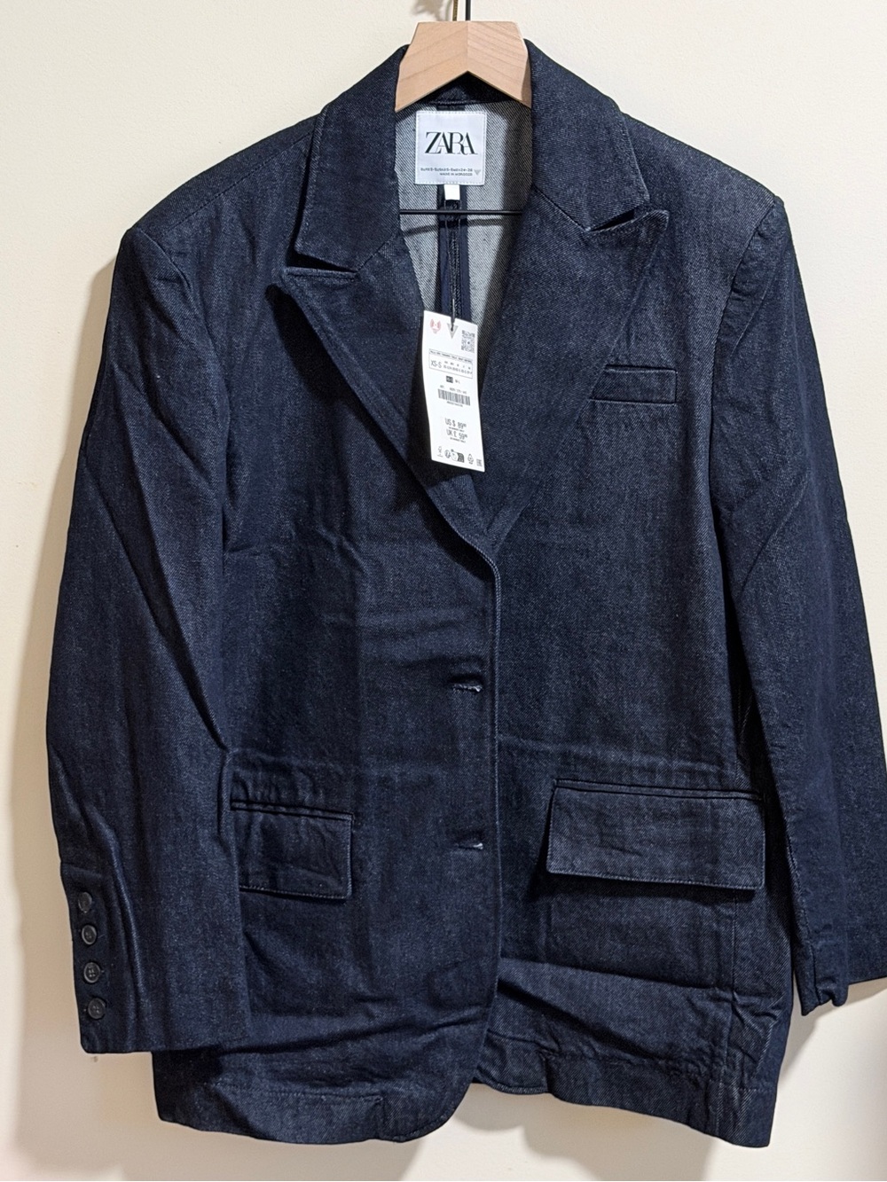 NWT zara oversized denim blazer XS-S